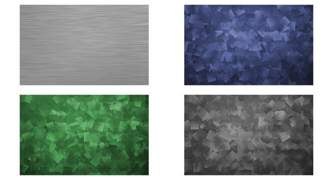 Set of four abstract textured backgrounds in gray blue and green colors with spotted and brushed patterns for design