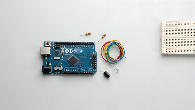 Essential Arduino Starter Kit with Components and Breadboard Setup