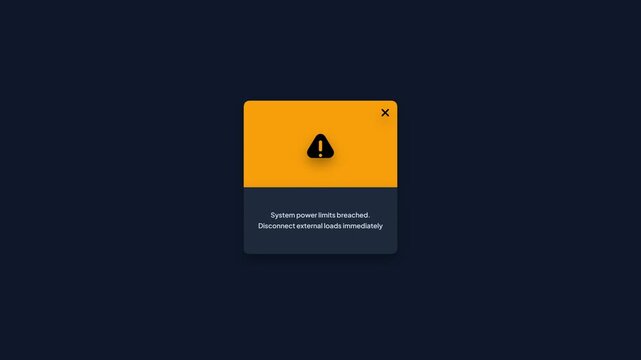 System Power Limits Breached Warning Modal Popup UI Animation Yellow Alert Screen
