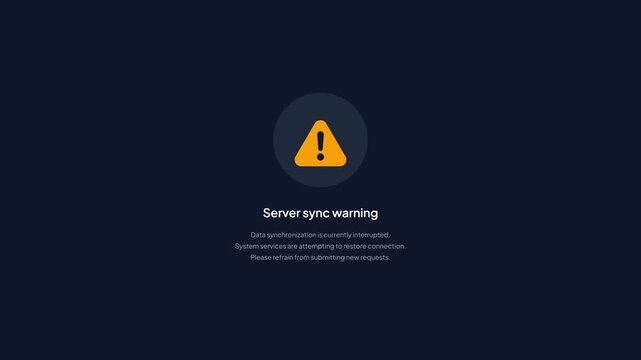 Server Sync Warning Yellow Exclamation Icon Minimal UI Motion Graphic Video