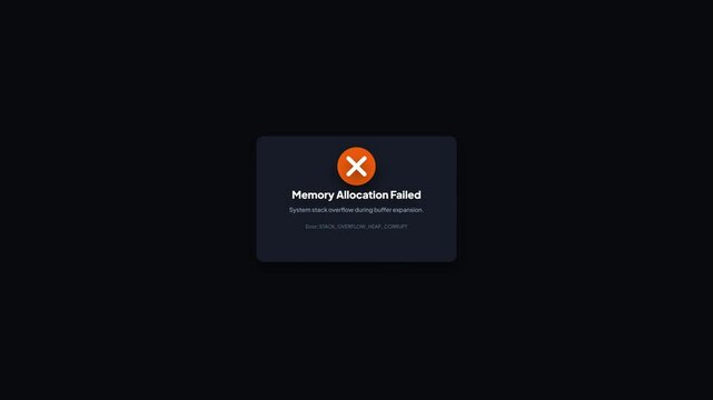 Memory Allocation Failed System Error Alert Box Graphic Dark UI Design Video