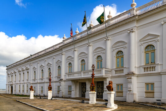 Facade of the Pal&aacute;cio dos Leoes in the city of Sao Luis, Maranhao.