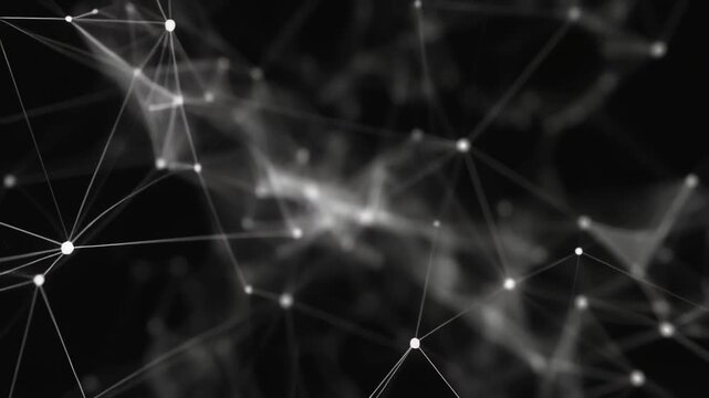 Abstract glowing web of light patterns in dark space