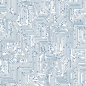 Modern Seamless Blue Electronic Circuit Board Pattern Texture Background