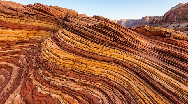Layered sandstone rock formations in a desert landscape