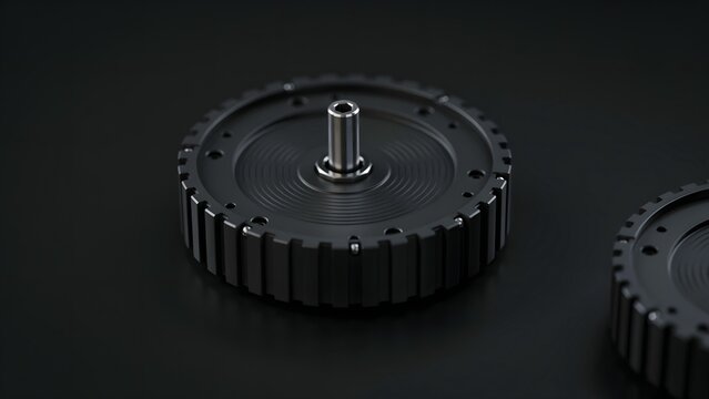 Close-Up View of Industrial Mechanical Gear on Dark Background