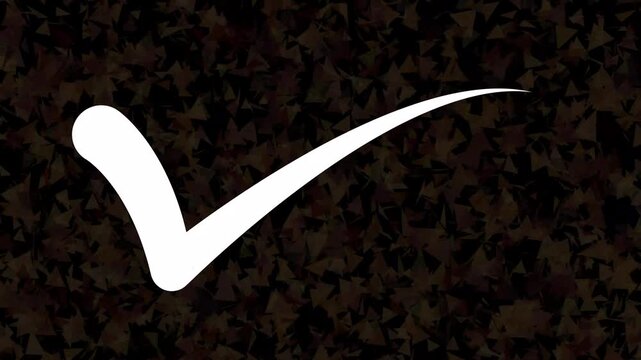 White Check Mark Tick Animation on Dark Textured Background, Approval and Confirmation Concept