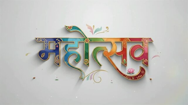 Mahotsav Hindi festival greeting with colorful 3D Devanagari lettering and elegant decorative design