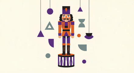 Naklejka premium Minimalist Mid Century Modern Geometric Nutcracker Illustration