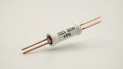 Fototapeta premium High Power Resistor with Copper Leads on a White Background