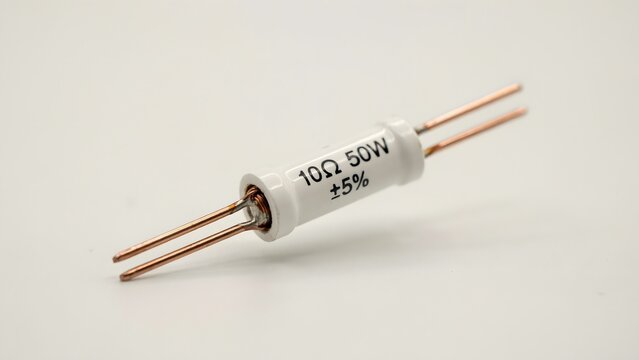 High Power Resistor with Copper Leads on a White Background