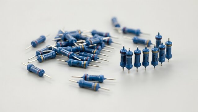 Blue Electronic Components on Surface for Technology Projects