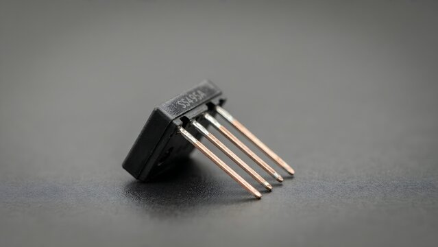 Close-up of Electronic Component with Pins Against Dark Background