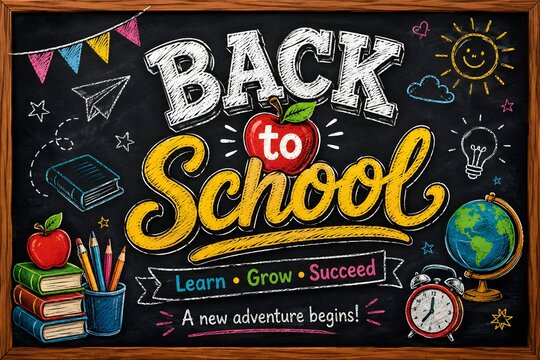 Back to School Editable Chalk Drawing Illustrator Text Effect Design Vector Graphic Style Effect with Customizable Hand Drawn Font on Black Chalkboard Background. Premium Typography Lettering