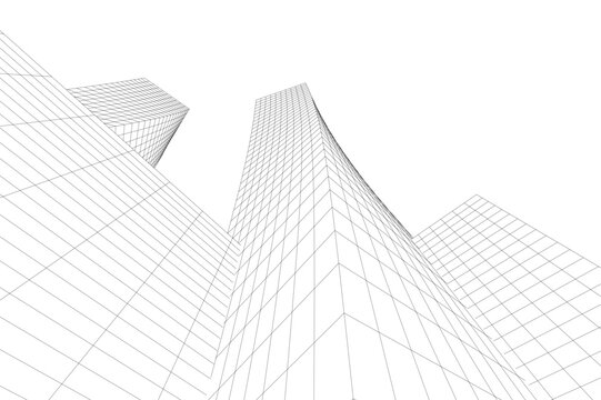 Abstract architectural building 3d rendering