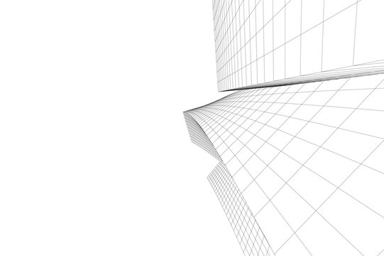 Abstract architectural building 3d rendering