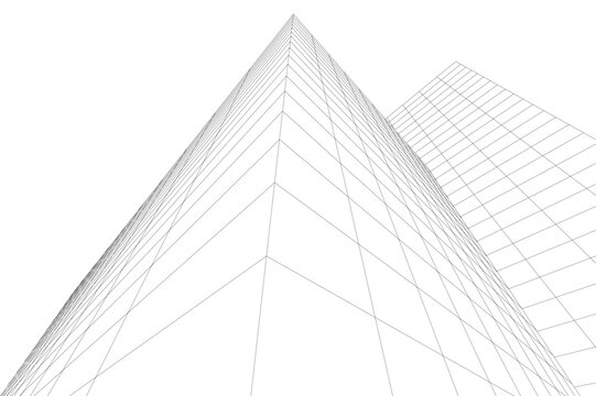 Abstract architectural building 3d rendering