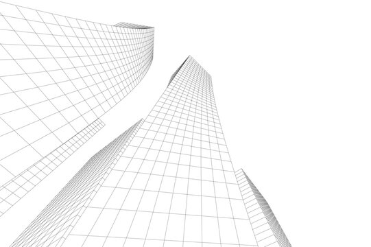 Abstract architectural building 3d rendering