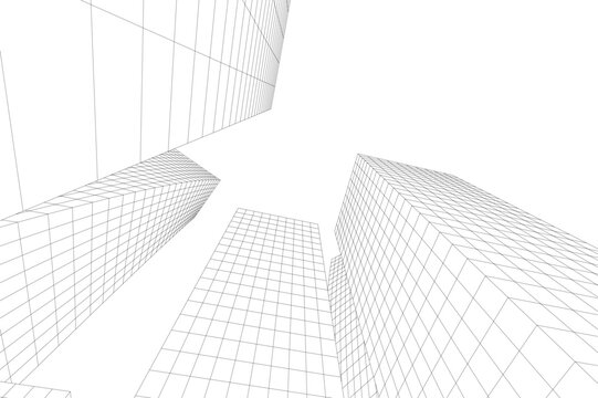 Abstract architectural building 3d rendering
