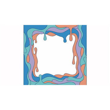 Psychedelic liquid frame design, groovy retro border, colorful melting paint effect, vibrant abstract art for social media and graphic projects