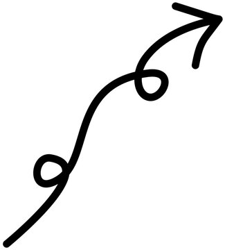 A hand drawn diagonal arrow with spiral loops pointing toward the top right.