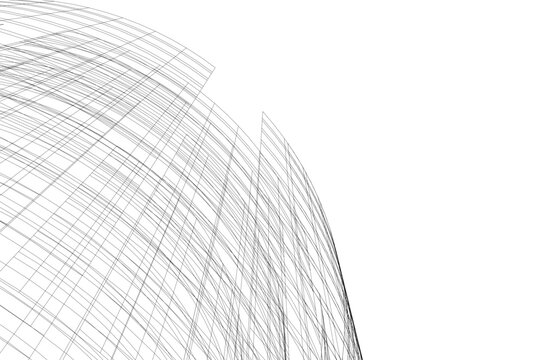 Abstract architectural building 3d rendering