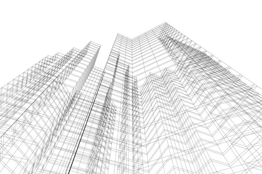 Abstract architectural building 3d rendering