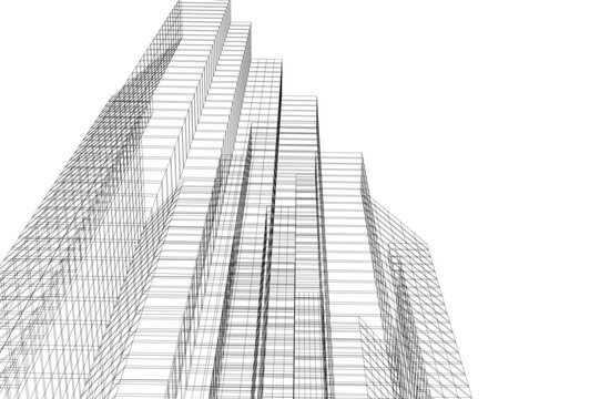 Abstract architectural building 3d rendering