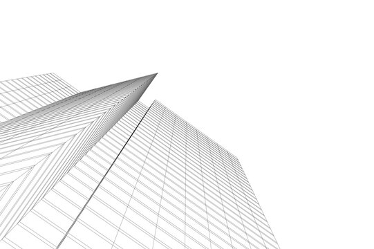 Abstract architectural building 3d rendering
