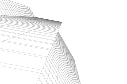 Abstract architectural building 3d rendering