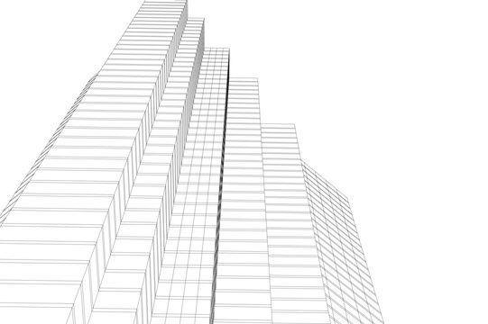 Abstract architectural building 3d rendering