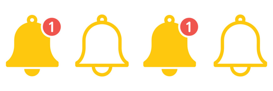 Notification bell icon with alert symbols for app notifications, alarms, reminders, messaging alerts, interface updates, and digital communication