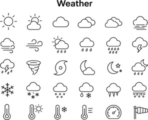 Obraz premium Set of weather condition icons and symbols collection