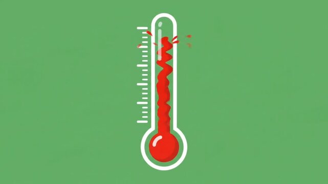 Thermometer temperature rising and falling animation on green screen