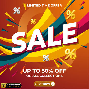Colorful sale promotion vector background. abstract discount banner design template. special offer commercial advertising graphic. modern retail marketing poster with discount promotion shopping