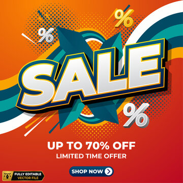 Dynamic sale banner with discount percentage. promotional vector graphic design. special offer advertisement template element. modern commercial marketing poster discount promotion shopping