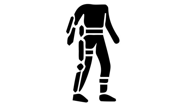 Robotic exoskeleton suit icon, futuristic powered armor vector, wearable bionic frame for human enhancement and physical rehabilitation