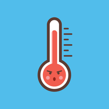Angry Cartoon Thermometer Illustration Showing High Temperature
