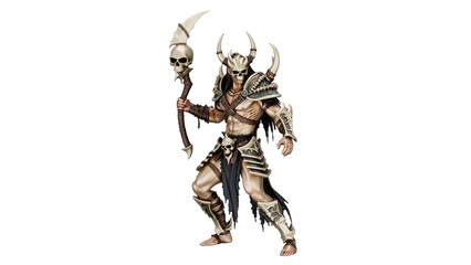 Fototapeta premium 3d rendering warlord of skulls holds weapon and stands strong