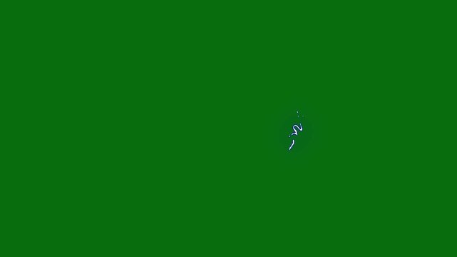 Cartoon lightning shockwave explosion animation with neon blue electric arcs, thunder sparks, glowing energy burst, hand drawn storm lines, dynamic flas deep green background 4K..