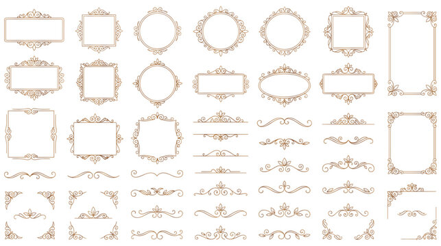 Luxury gold frames and elegant calligraphic dividers.