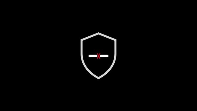 VPN shield icon with error indicator disconnected animation