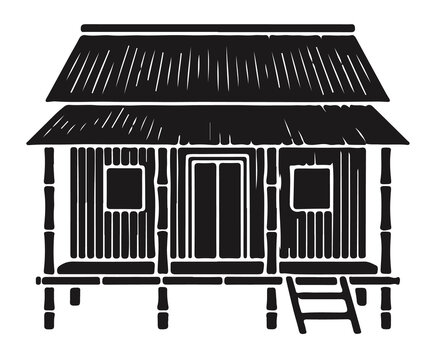 Vintage rustic wooden cottage vector icon