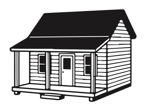 Vintage rustic wooden log cabin vector icon