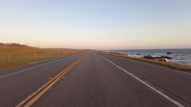 Big Sur Pacific Coast Highway Southbound 9 San Simeon to Morro Bay 11 Front View MultiCam Driving Plate California USA