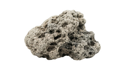 Obraz premium Porous grey volcanic pumice stone isolated on transparent background for spa and skincare beauty photography