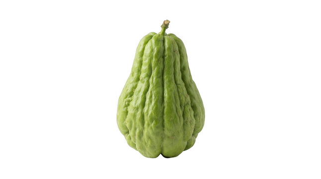 Fresh green chayote squash isolated on transparent background for healthy diet and culinary photography concepts