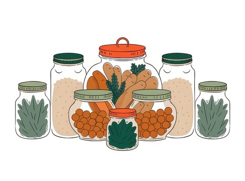 Organized pantry with food preservation jars for effective kitchen storage solutions