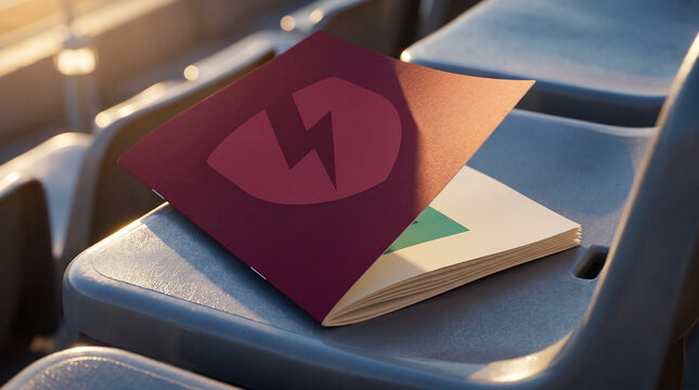 Football game program booklet resting on a stadium seat  