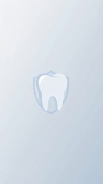 Minimalist dental care tooth with protective shield motion graphic, ai generated